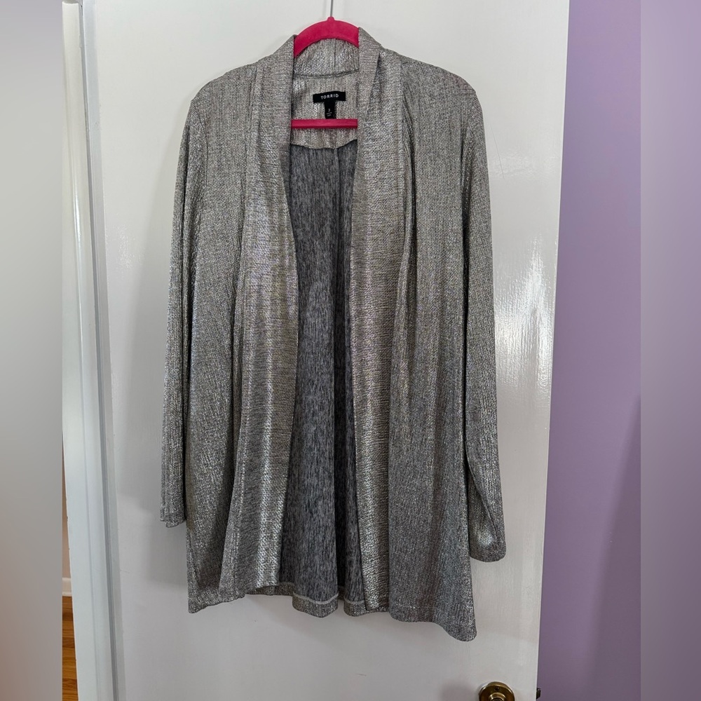TORRID Metallic Knit Blazer (Silver Sparkle) Sz 3
